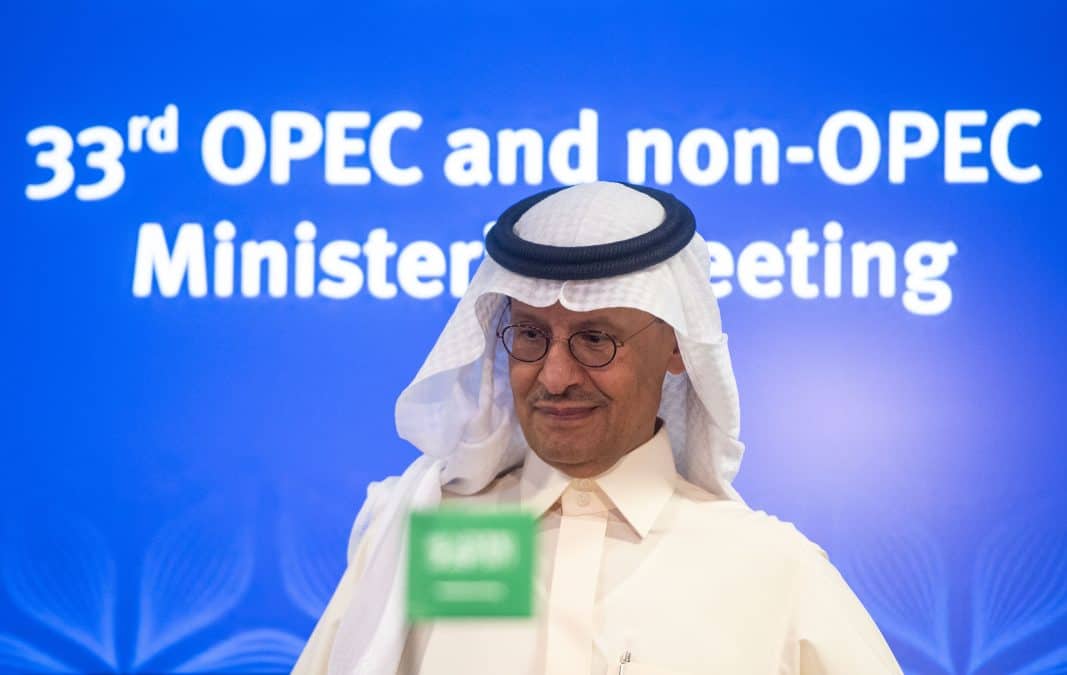 Saudi Arabia's Minister of Energy Abdulaziz bin Salman at a press conference after a recent OPEC+ meeting in Vienna, Austria on October 5, 2022. (AFP)