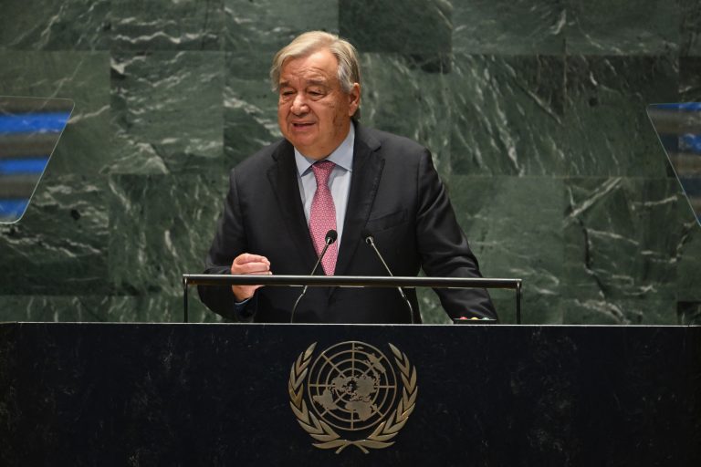 UN Secretary-General Antonio Guterres speaks during "Summit of the Future" on the sidelines of the UN General Assembly at the United Nations Headquarters in New York, September 22, 2024. (AFP)