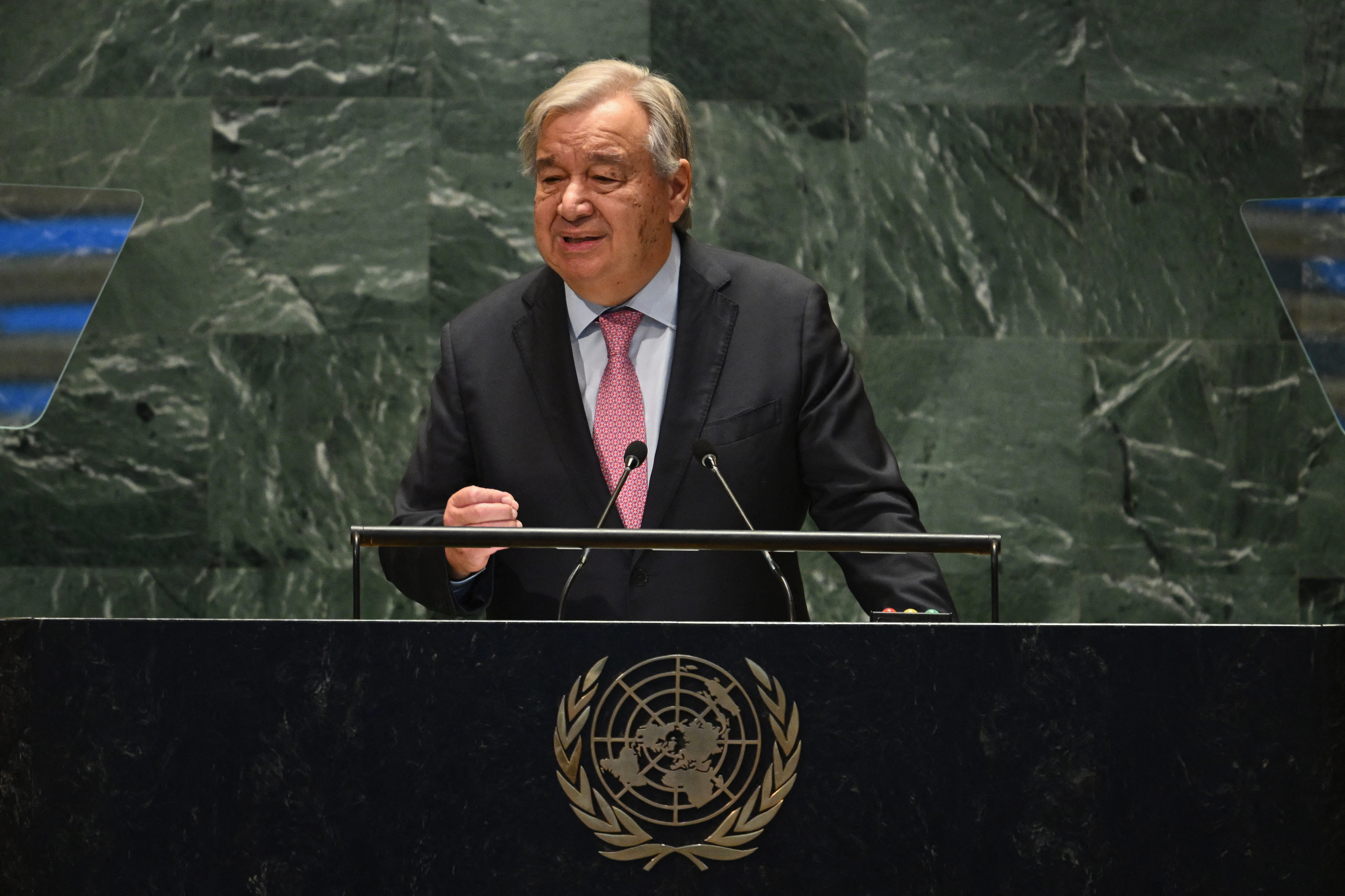 UN Secretary-General Antonio Guterres speaks during "Summit of the Future" on the sidelines of the UN General Assembly at the United Nations Headquarters in New York, September 22, 2024. (AFP)