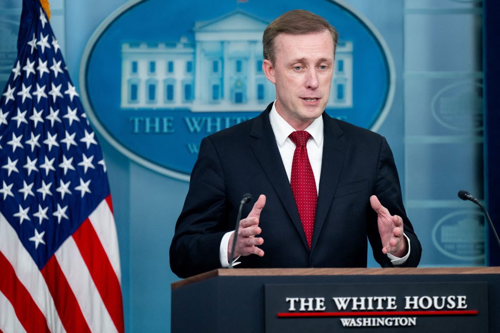 National Security Advisor Jake Sullivan speaks about the situation in Israel during the daily press briefing in the Brady Press Briefing Room of the White House in Washington, DC, on October 1, 2024. (AFP)