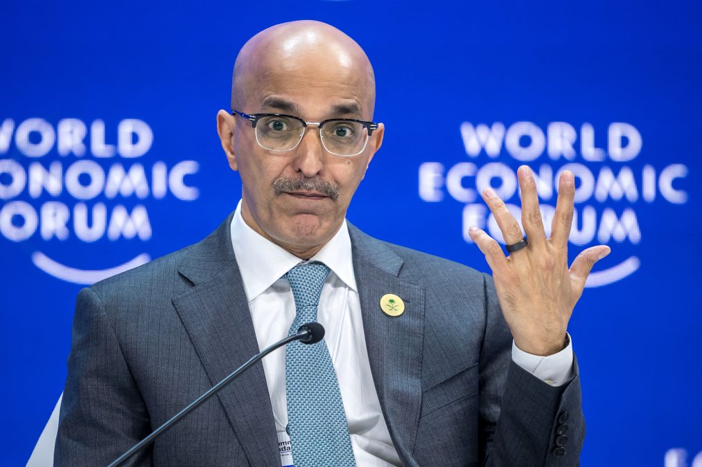 Saudi Finance Minister Mohammed al-Jadaan attends a session on the closing day of the World Economic Forum (WEF) annual meeting in Davos earlier this year. (File/AFP)