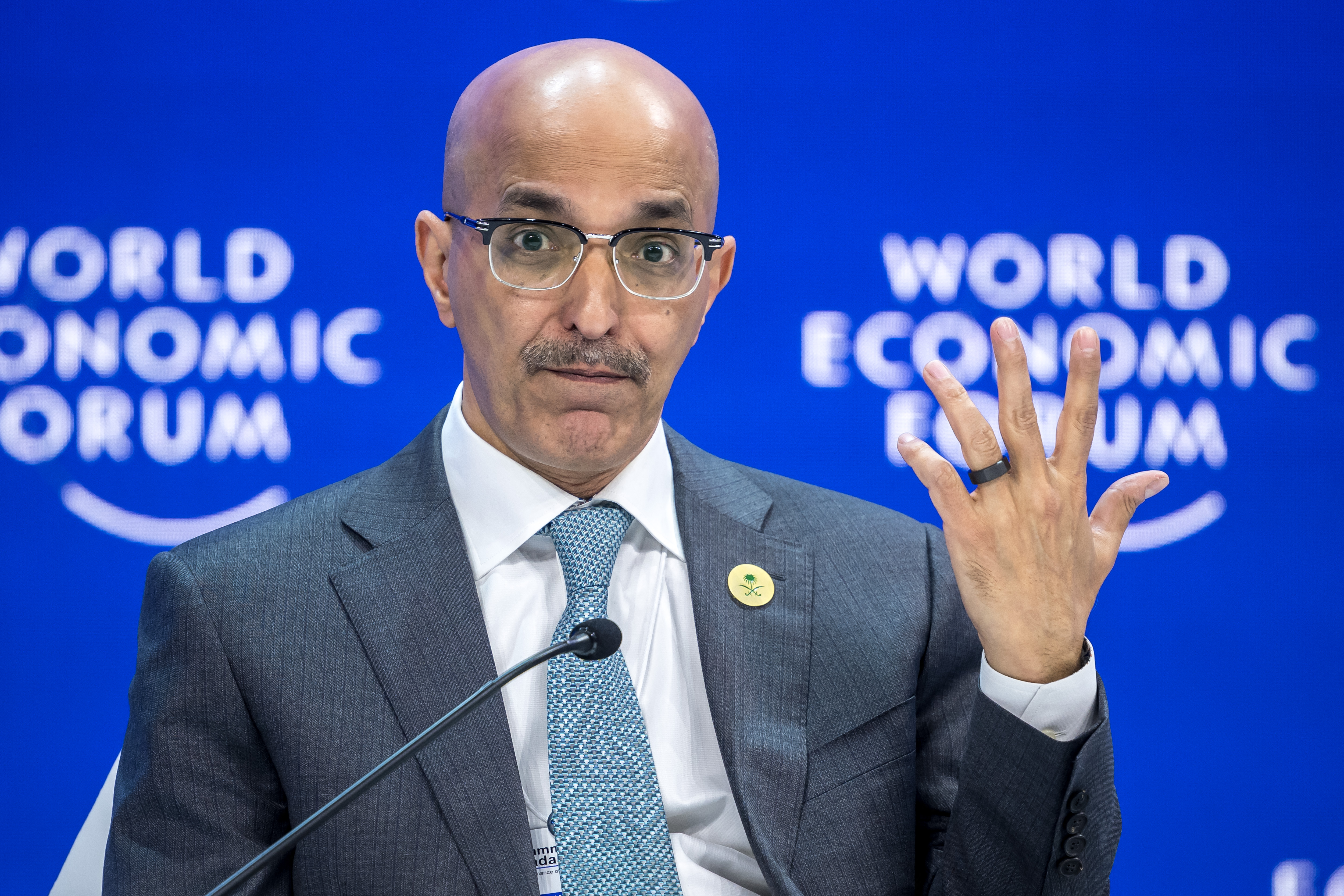 Saudi Finance Minister Mohammed al-Jadaan attends a session on the closing day of the World Economic Forum (WEF) annual meeting in Davos earlier this year. (File/AFP)