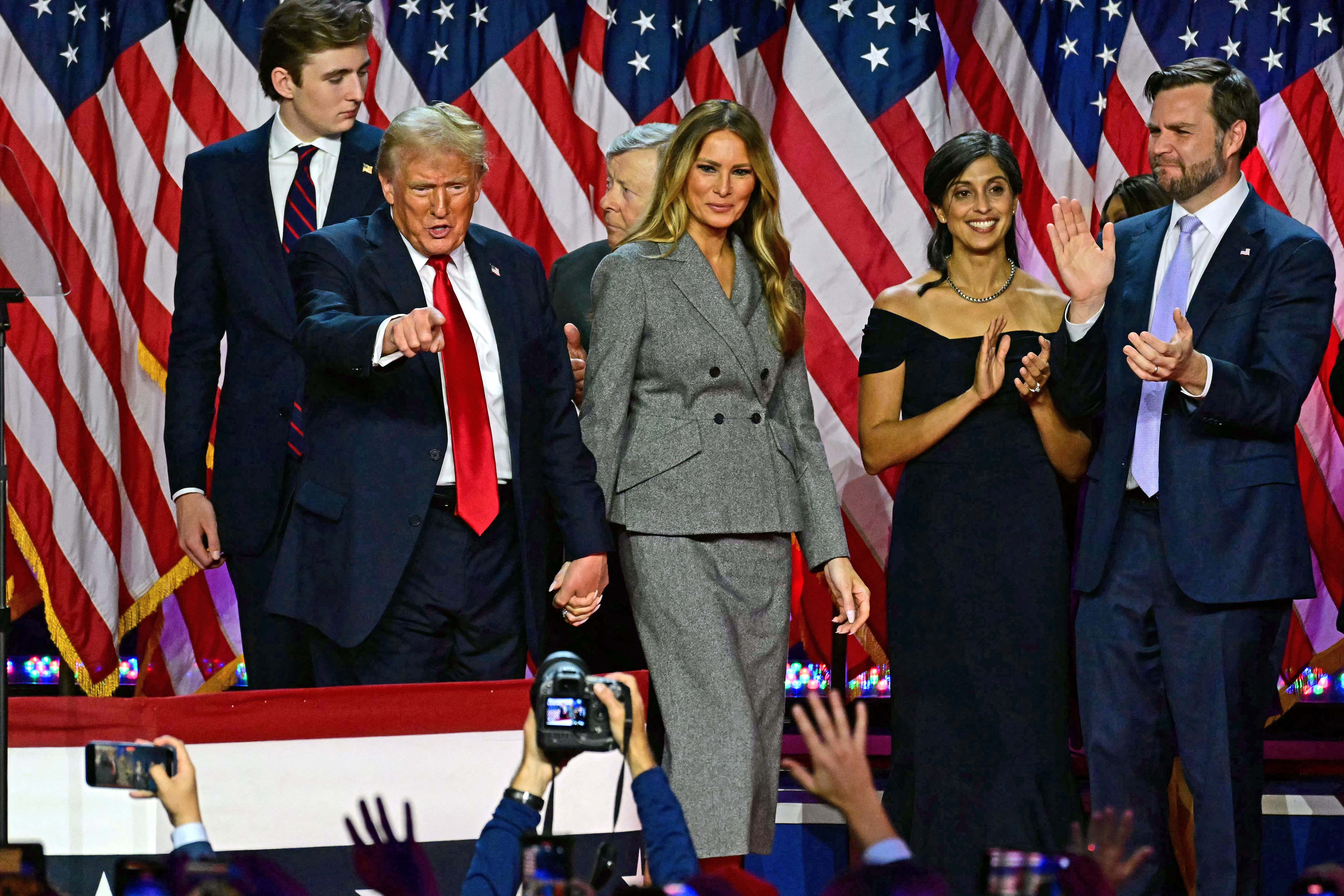 President-elect Donald Trump gestures at supporters after speaking during an election rally earlier this month in this file photo. (AFP)